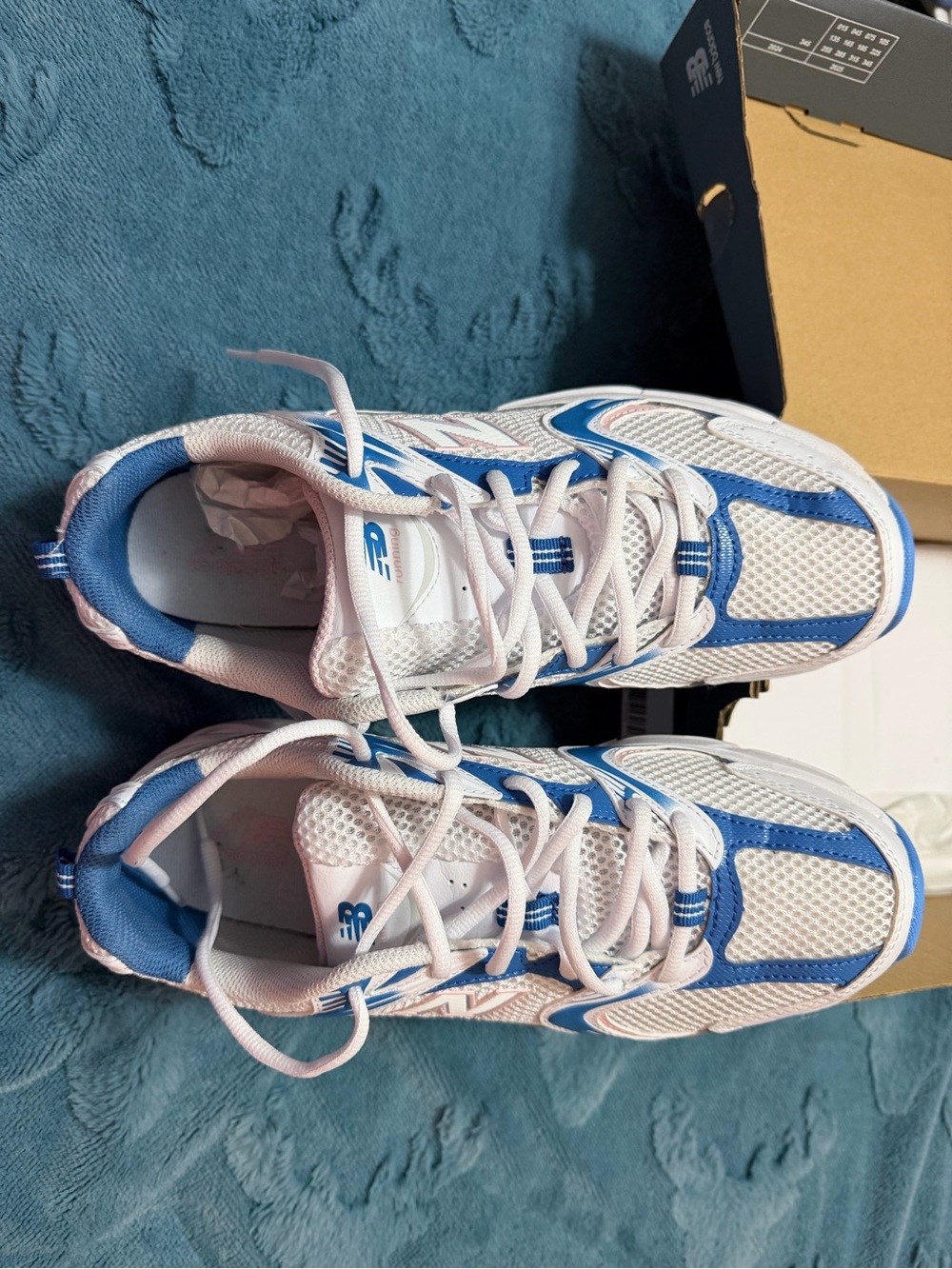 New Balance Blue and White Mesh Athletic Sneakers - Picture 5 of 6